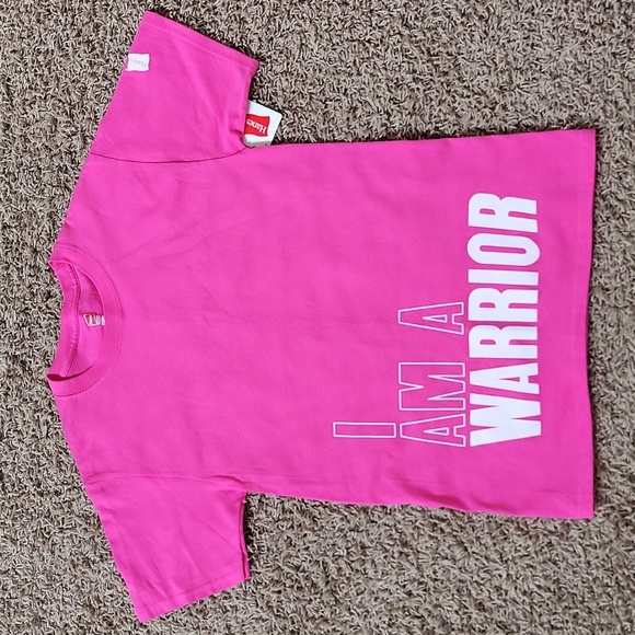 Hanes Tops - NWT Hanes Tshirt "I Am A Warrior" Breast Cancer Awareness Pink Ribbon Tee Unisex